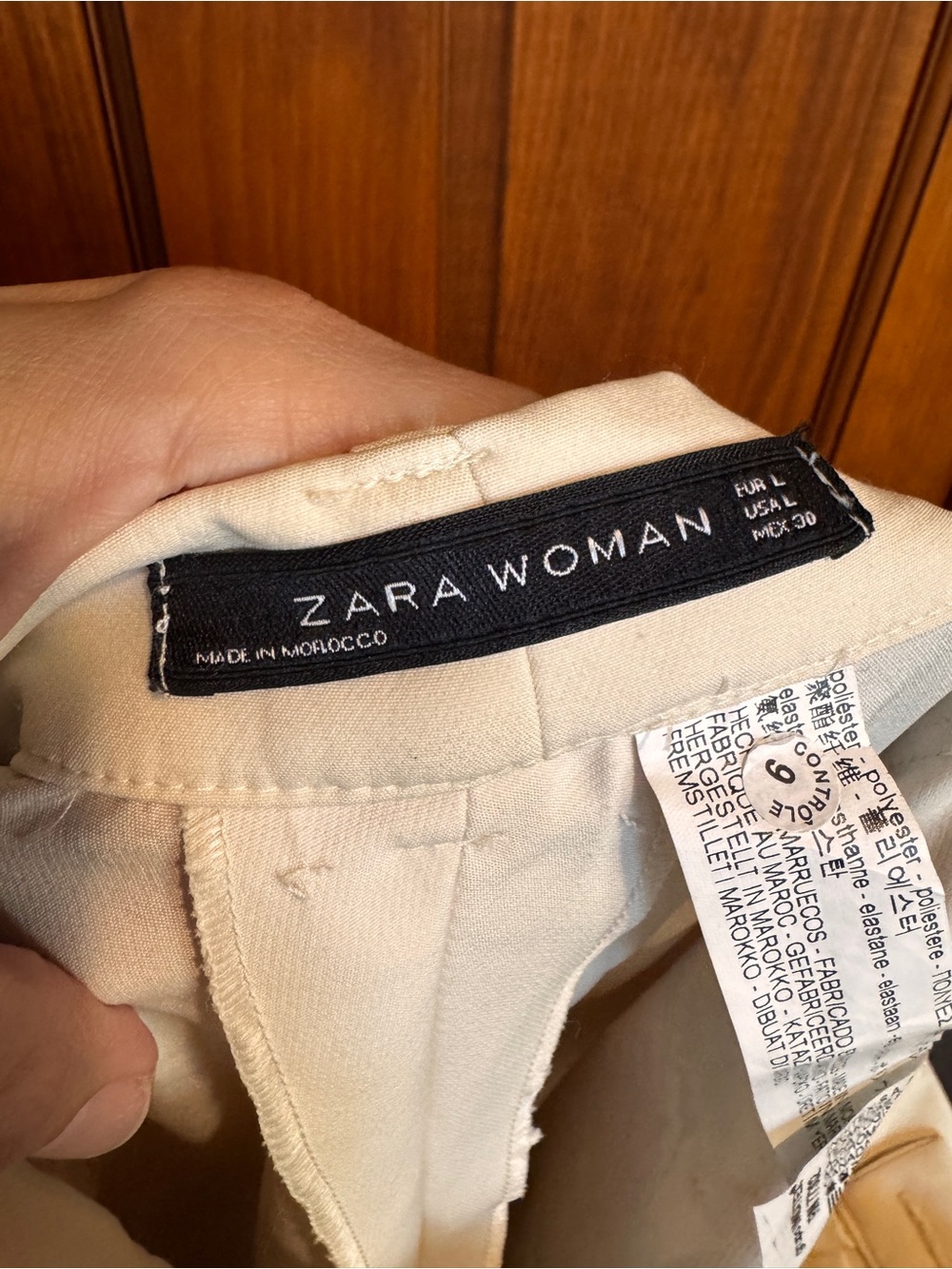 275. Zara Cream Floral Boot-Cut Pants with Burgundy & Navy Accents - Picture 5 of 10